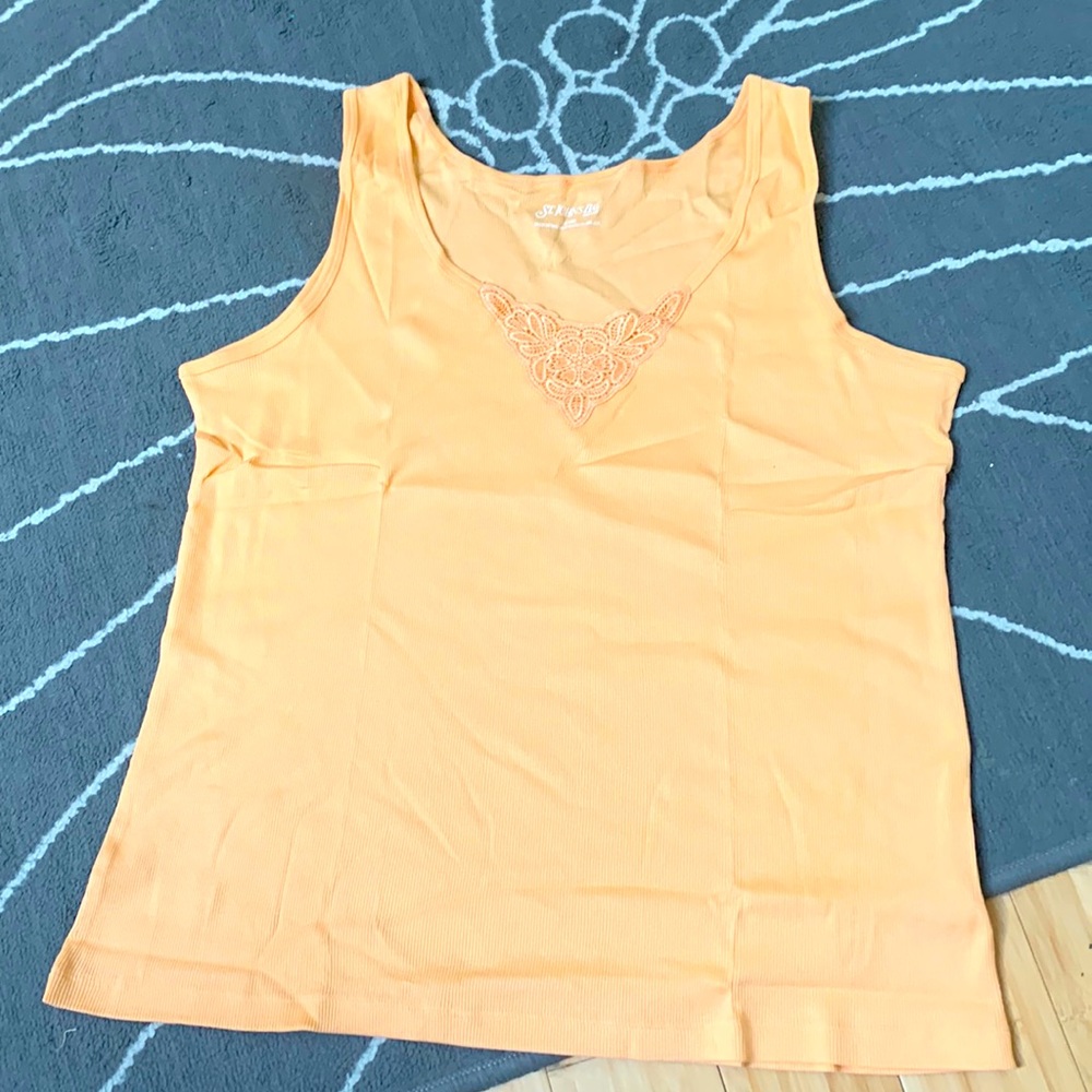 2X lace tank top in mimosa orange